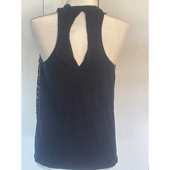 Express Size Medium Sleeveless Black Knit Top‎ with Sequins Front - Picture 3 of 5